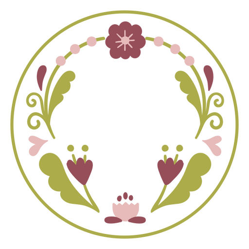 Grüner und lila Blumenkreisrahmen PNG-Design