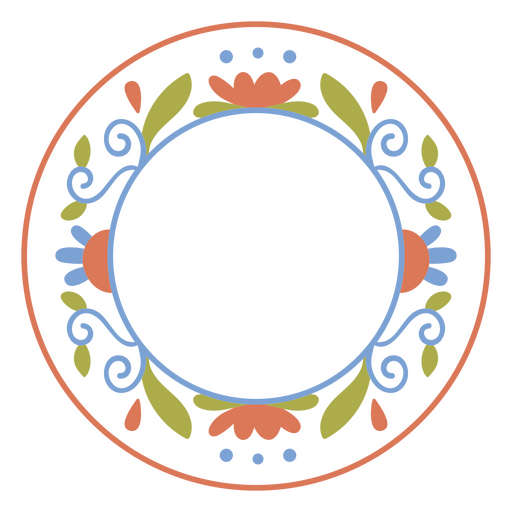 Quadros de círculo com flores coloridas Desenho PNG