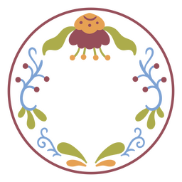 Quadro de círculo com flores coloridas Desenho PNG