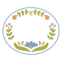 Moldura oval com enfeites de flores Desenho PNG