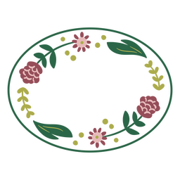 Green oval with flower decorations PNG Design