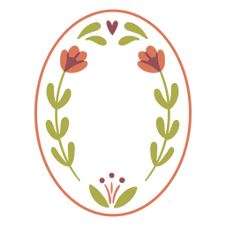 Oval frame with flowers and leaves PNG Design