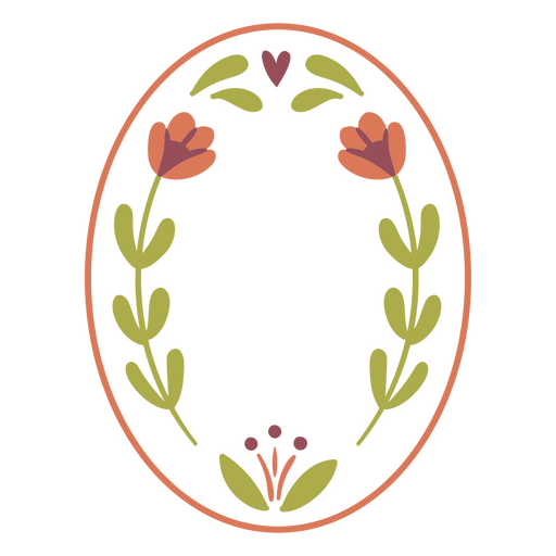 Oval frame with flowers and leaves PNG Design