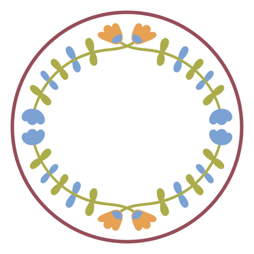 Quadro de círculo colorido com flores Desenho PNG