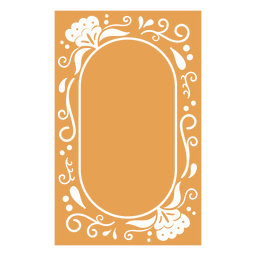 Moldura oval laranja com detalhes florais Desenho PNG