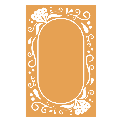 Ovaler orangefarbener Rahmen mit floralen Details