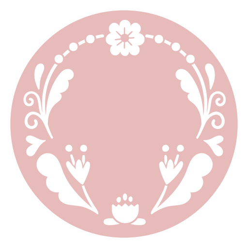 C?rculo rosa con flores recortadas Diseño PNG