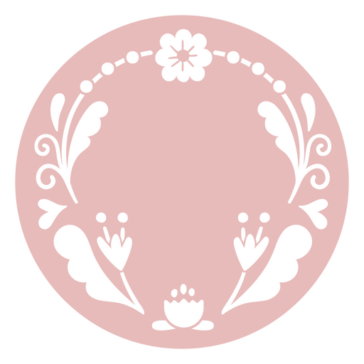 Círculo rosa con flores recortadas Diseño PNG