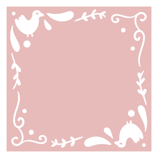 Frame with birds and swirls filled