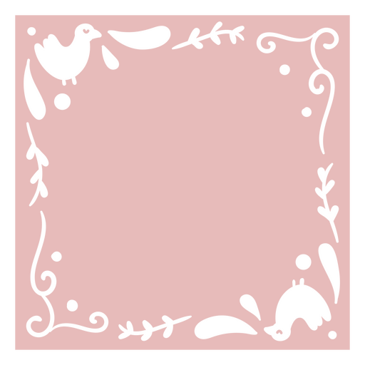 Frame with birds and swirls filled PNG Design