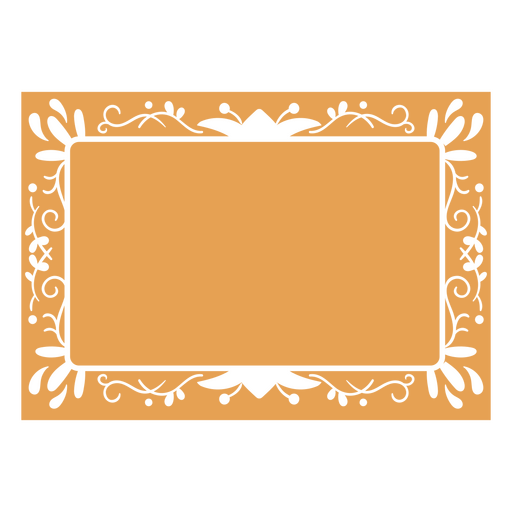 moldura floral retângulo laranja Desenho PNG