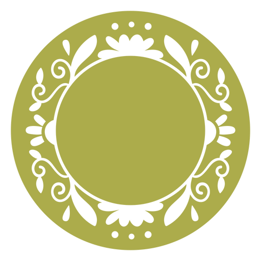 Grüner Kreisrahmen mit Blumenstrudeln PNG-Design