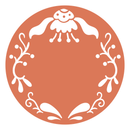 Círculo vermelho com flores e folhas Desenho PNG