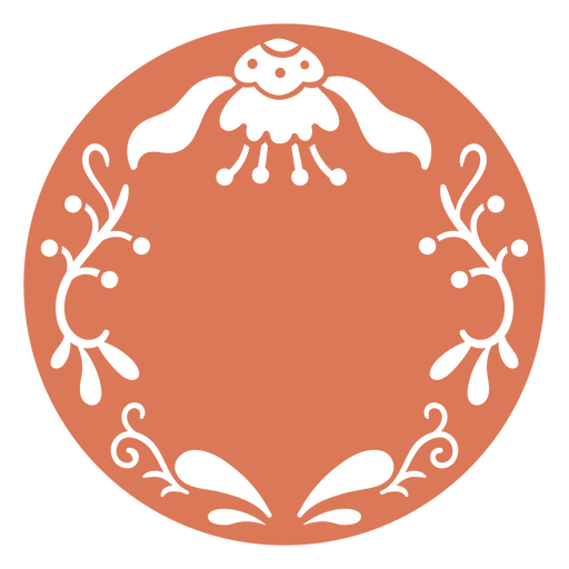 Roter Kreis mit Blumen und Bl?ttern PNG-Design