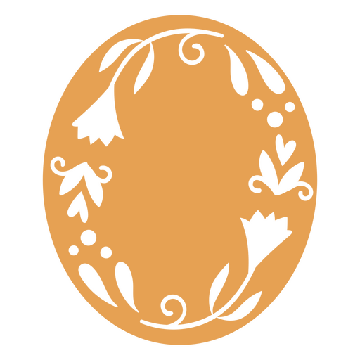 Óvalo naranja con flores Diseño PNG