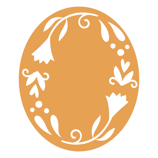 Orangefarbenes Oval mit Blumen PNG-Design