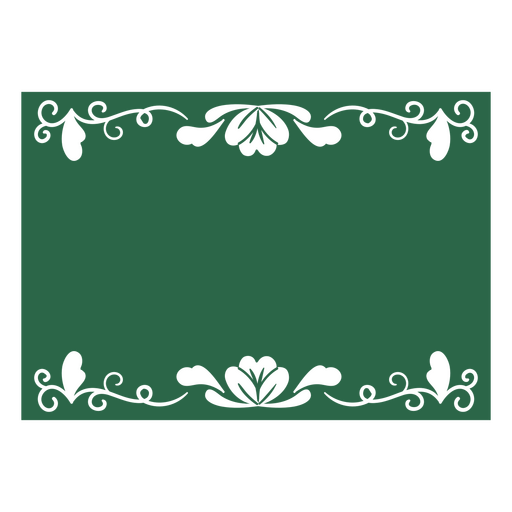 Rectángulo verde con adornos florales. Diseño PNG