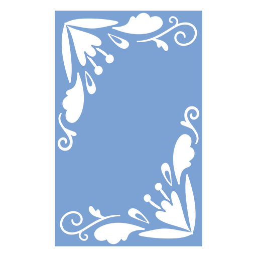 Marco azul relleno con esquinas florales.