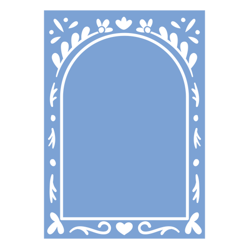 Arco floral moldura azul Desenho PNG