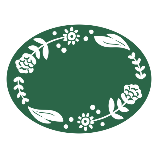 Green vintage flower oval PNG Design