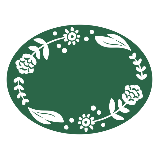 Oval de flor vintage verde Desenho PNG