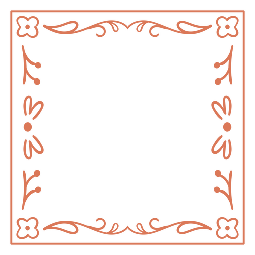 Square with flowers and swirls PNG Design