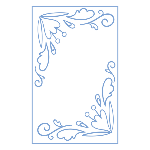 Moldura azul com cantos florais Desenho PNG