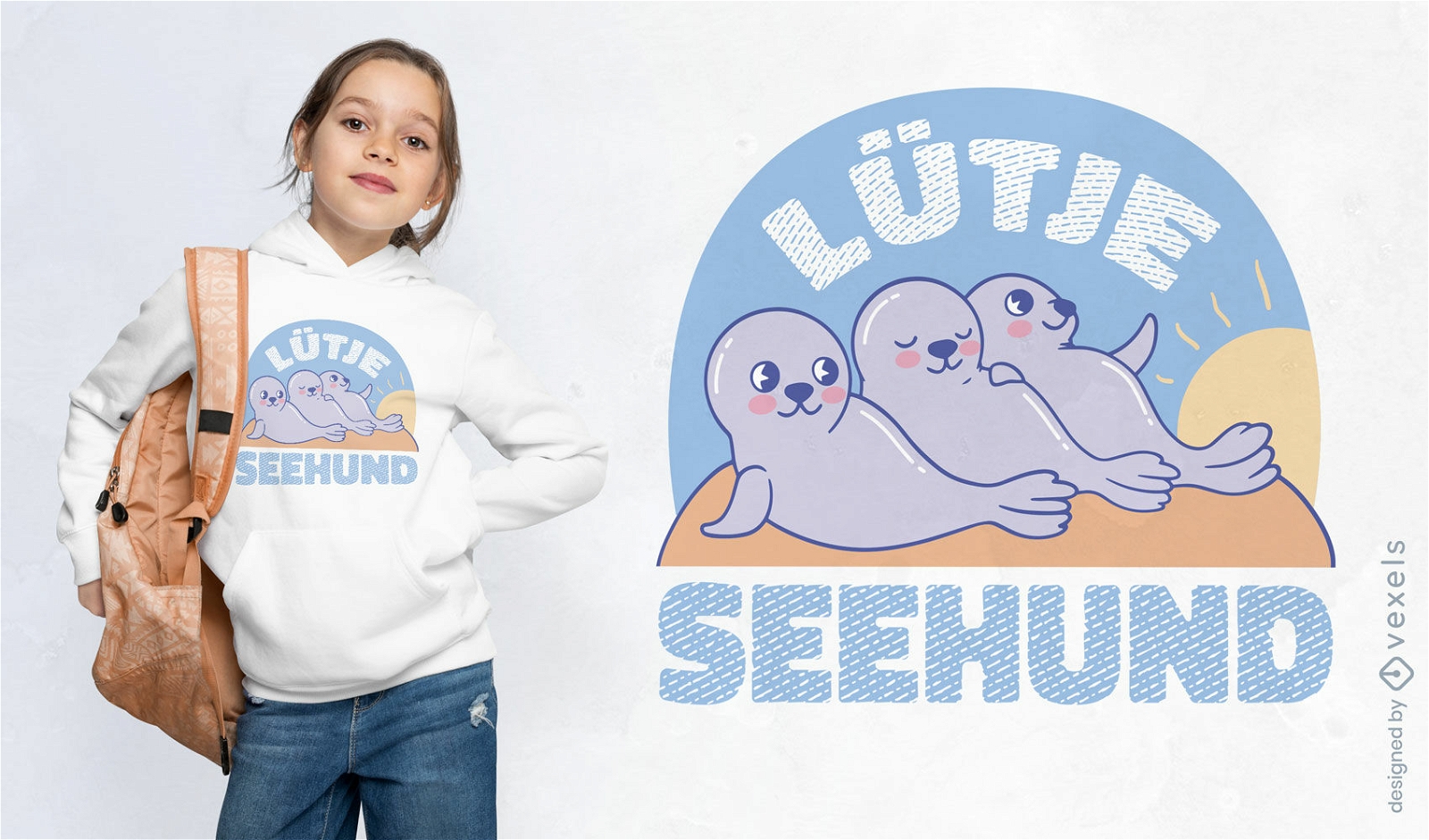 Lindo diseño de camiseta de animales marinos de focas