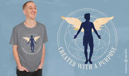 Design de camiseta homem com asas