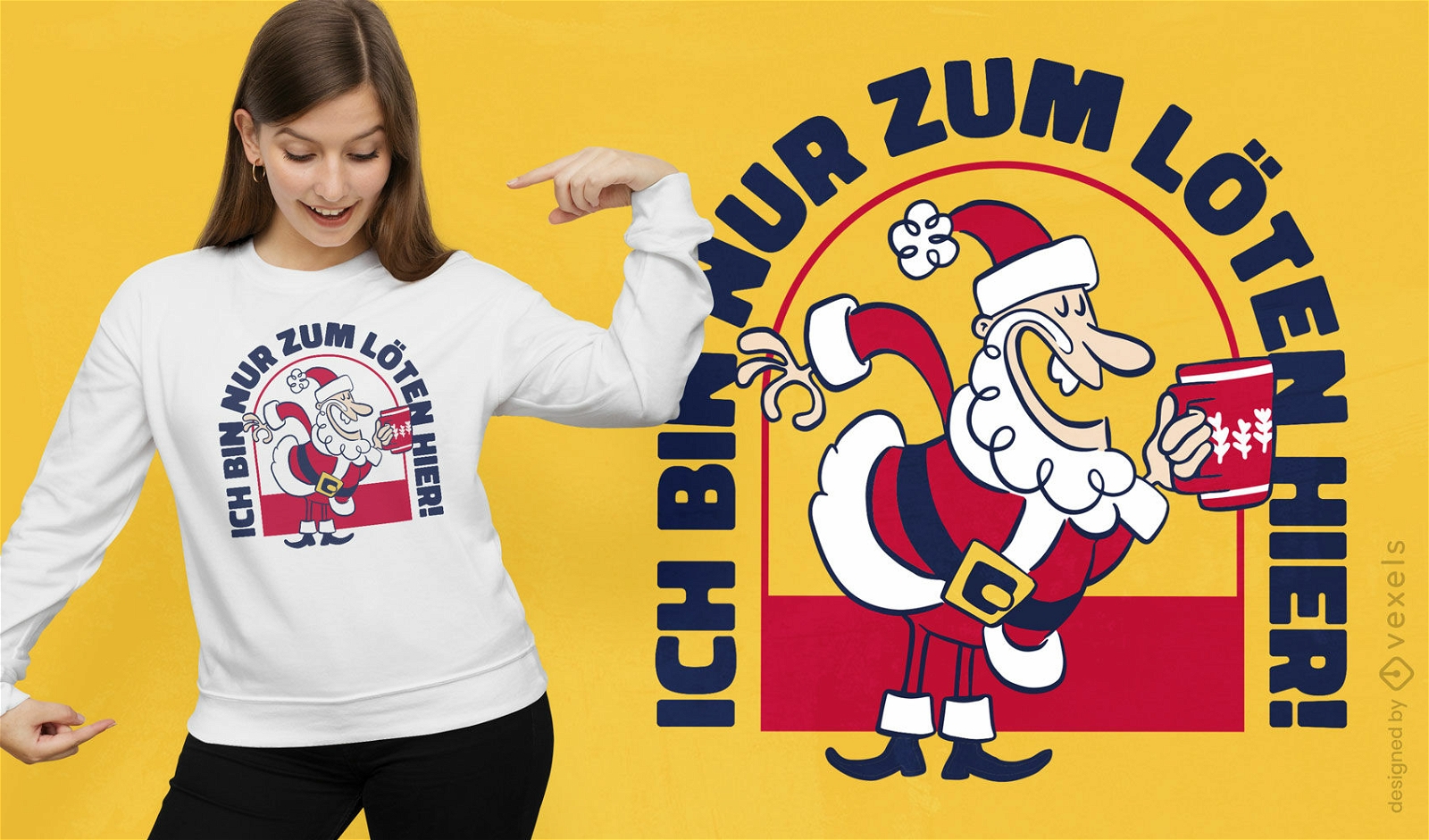 Weihnachtsmann trinkt T-Shirt-Design