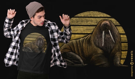 Realistic walrus animal t-shirt design