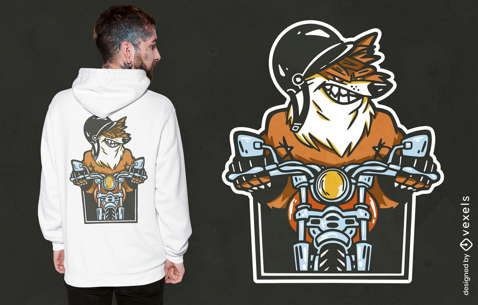 Diseño de camiseta de bicicleta con animales de zorro.