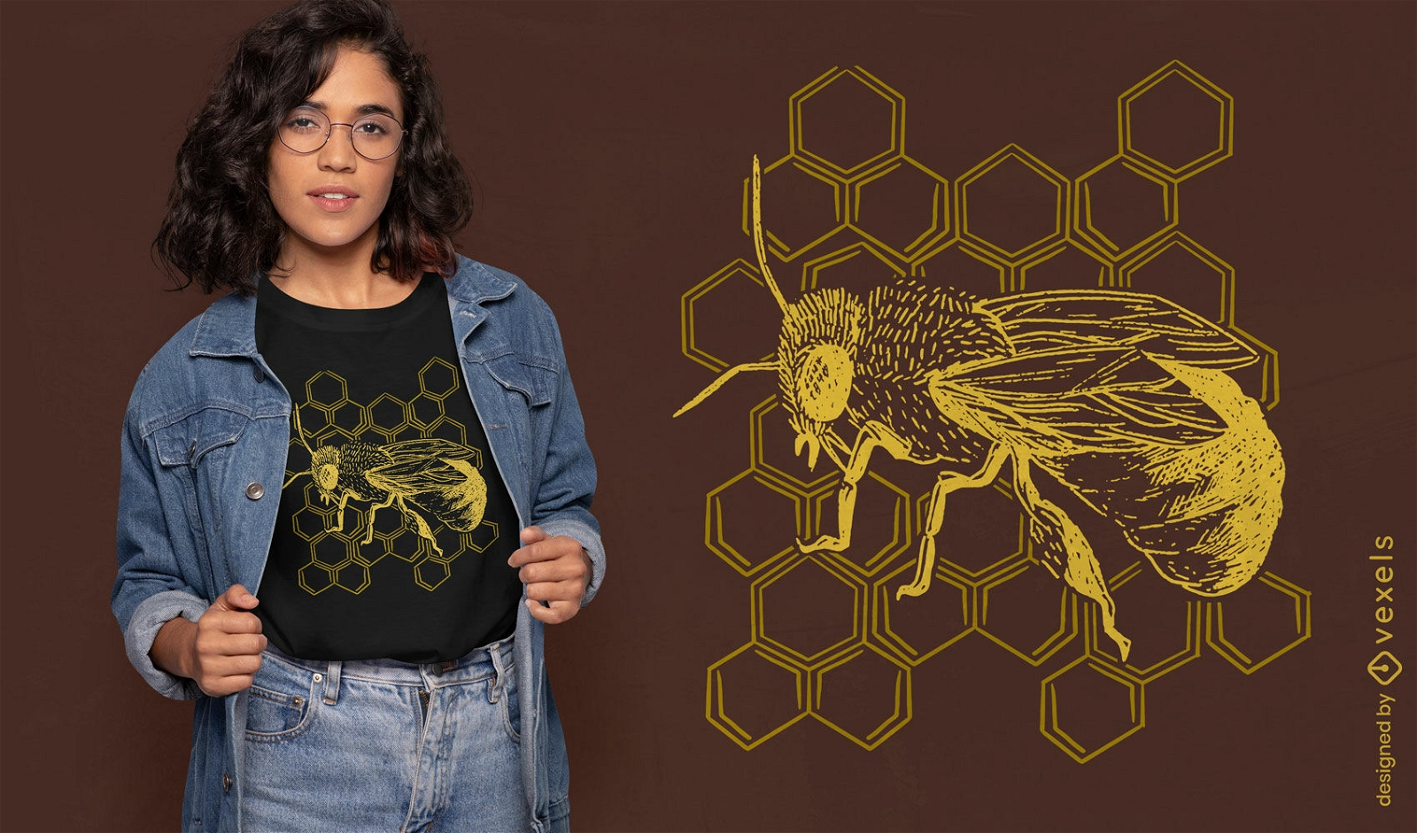 Diseño de camiseta de animal de abeja realista.