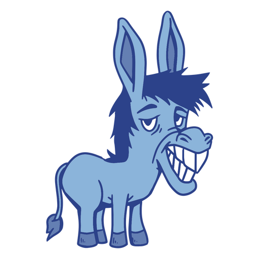 burro, sonriente, caricatura