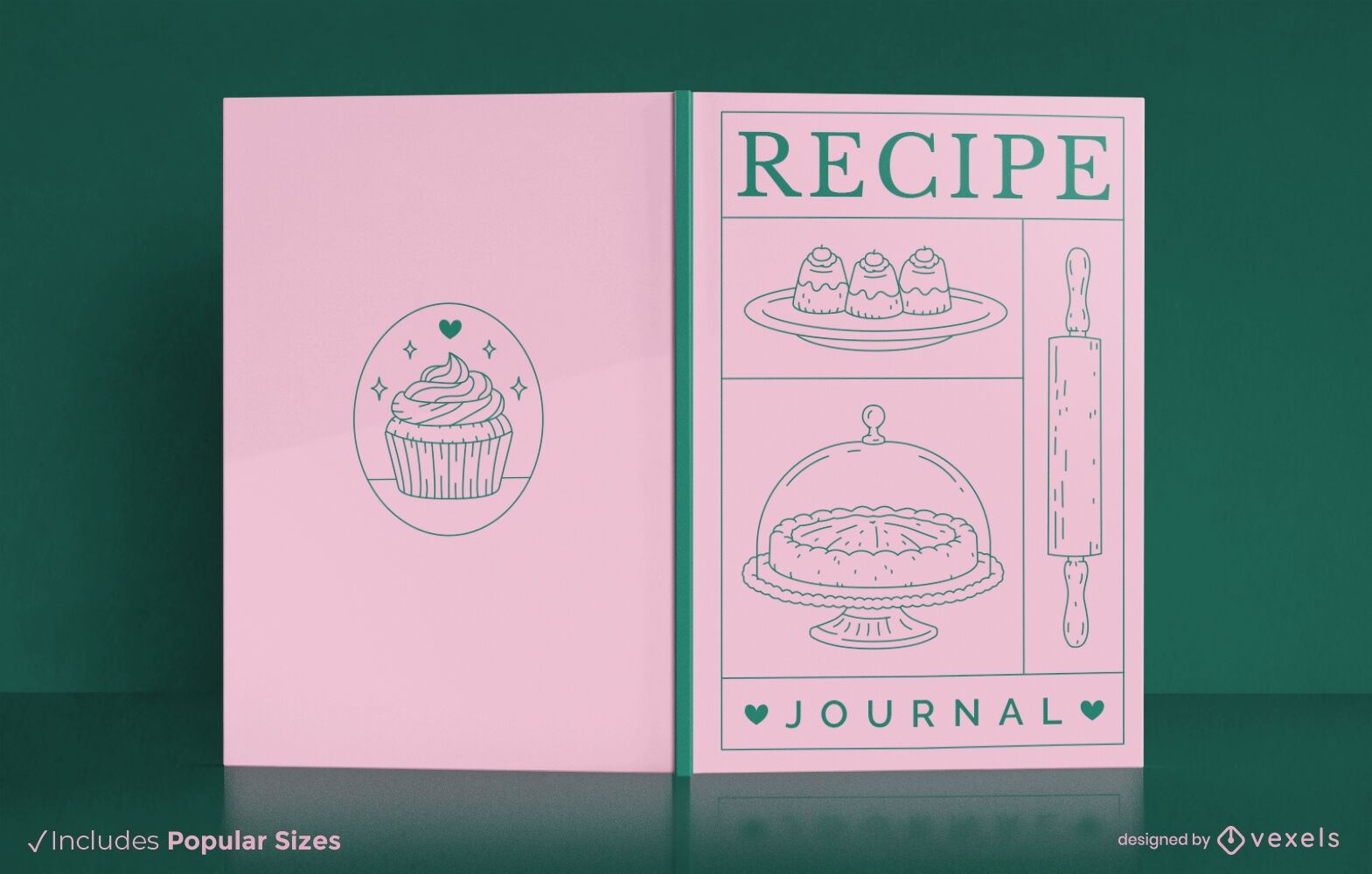 Design de capa de livro de diário de receitas de padaria