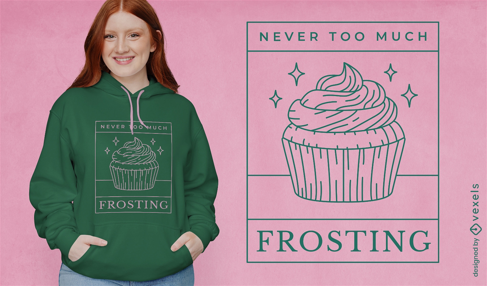 Design de camiseta de cupcake com muito glac?