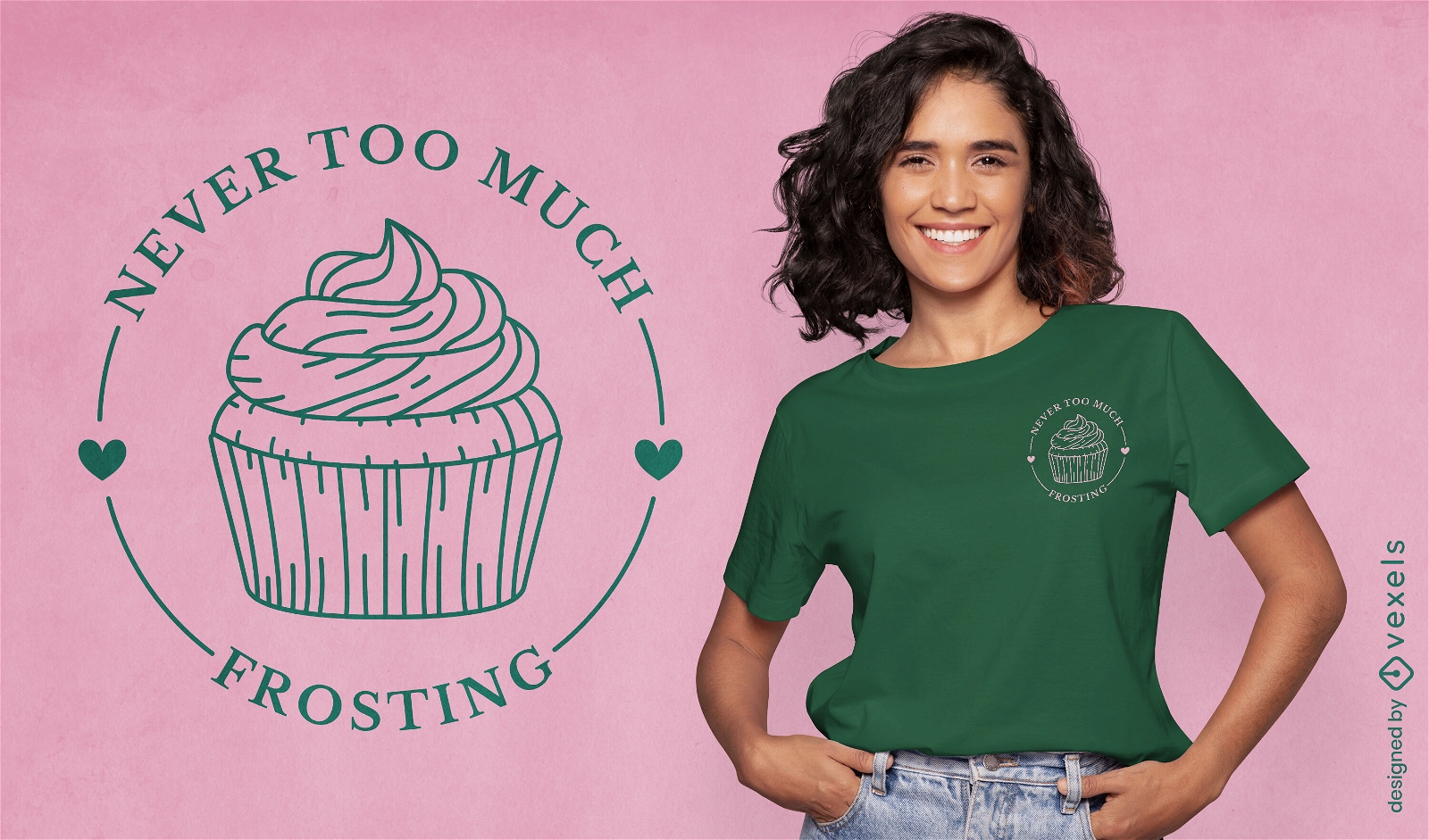 Design de camiseta com citação de cupcake e glacê