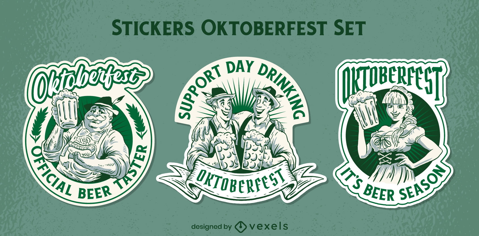 Conjunto de adesivos de ilustração de personagens da Oktoberfest