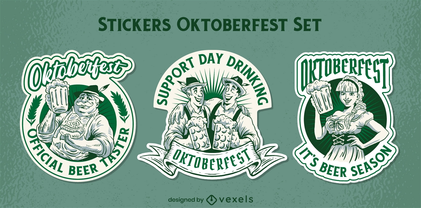 Oktoberfest characters illustration stickers set
