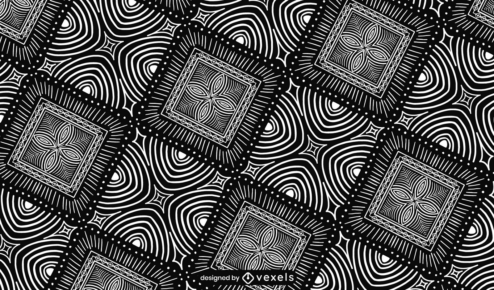 Diseño de patrón de ilusión óptica en blanco y negro.