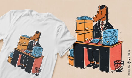 Diseño de camiseta de trabajador de escritorio de animales de caballo