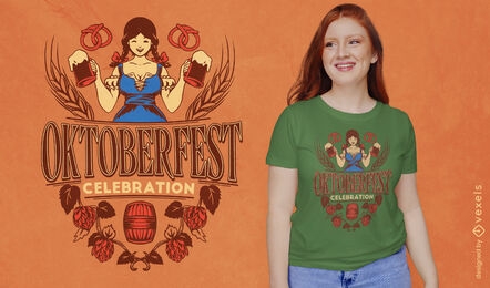 Diseño de camiseta de camarera de Oktoberfest.