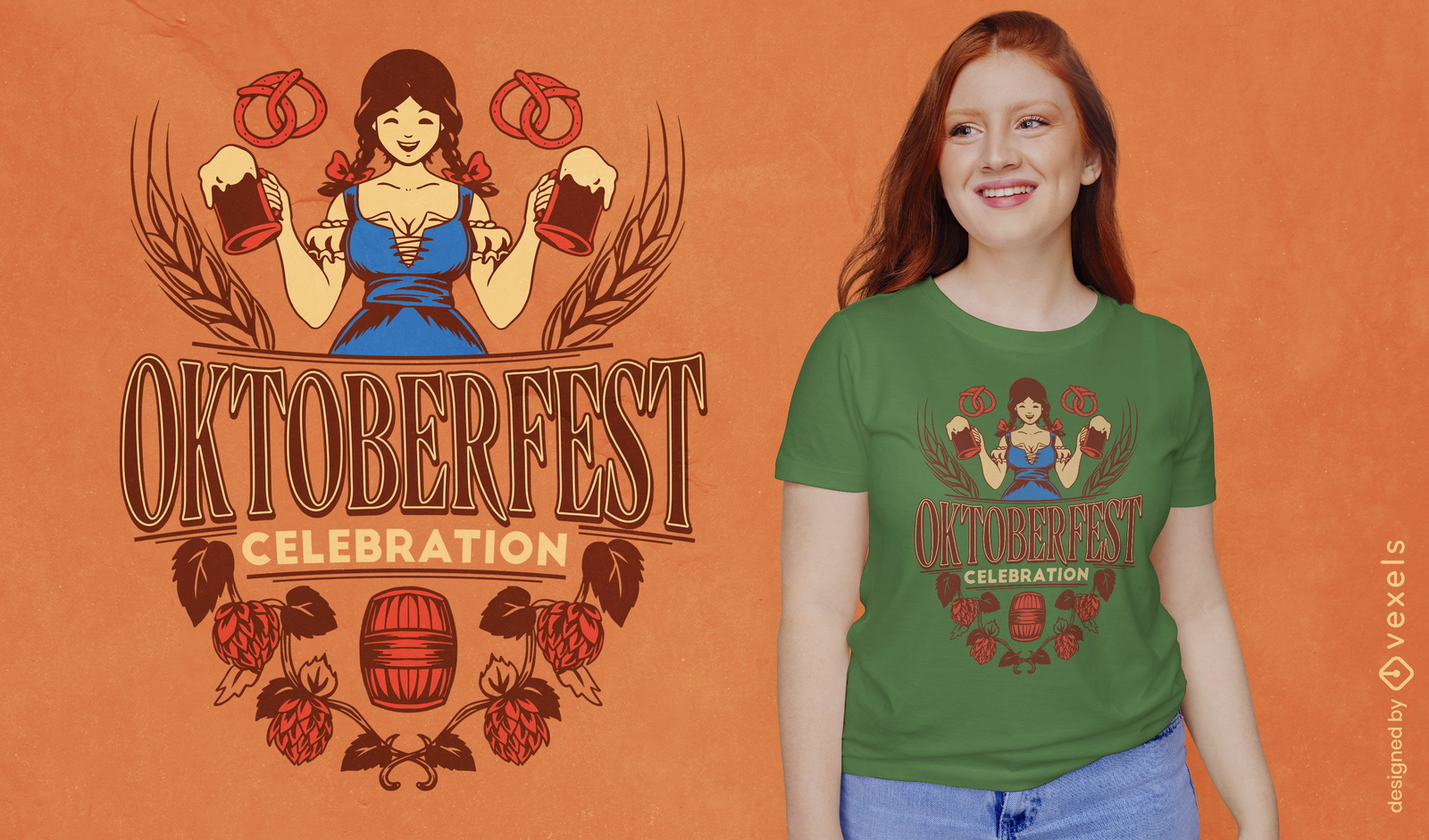 Diseño de camiseta de camarera de Oktoberfest.