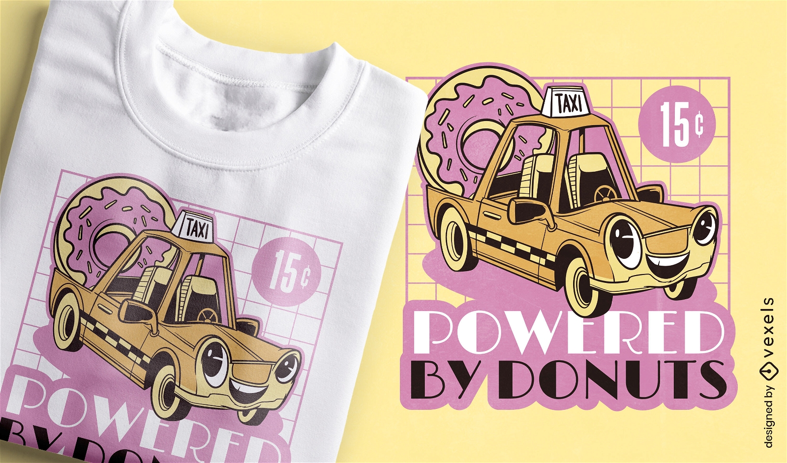 Design de camiseta de táxi movido a donuts