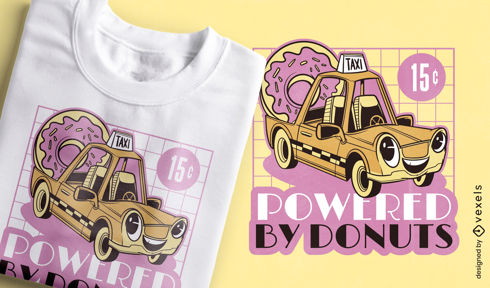 Taxi powered by Donuts T-Shirt Design