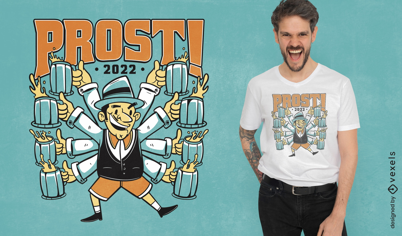 Diseño de camiseta Oktoberfest de camarera masculina