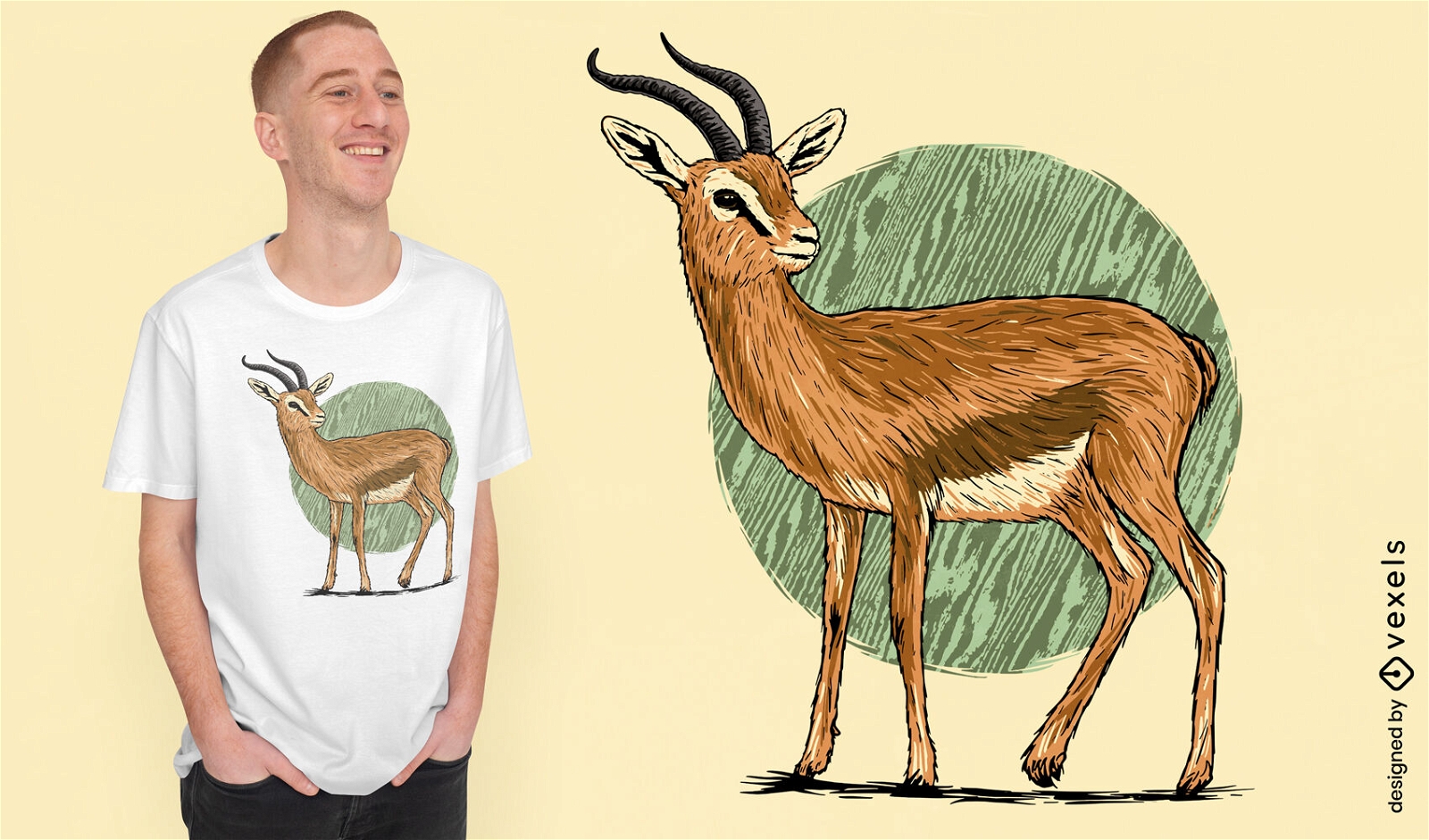 Diseño de camiseta de animal realista de gacela.