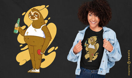 Sloth animal with beer t-shirt design