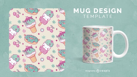 Hippo sweet snacks pattern mug design