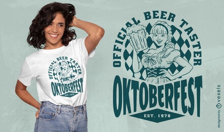 Design de t-shirt de mulher de provador de cerveja Oktoberfest